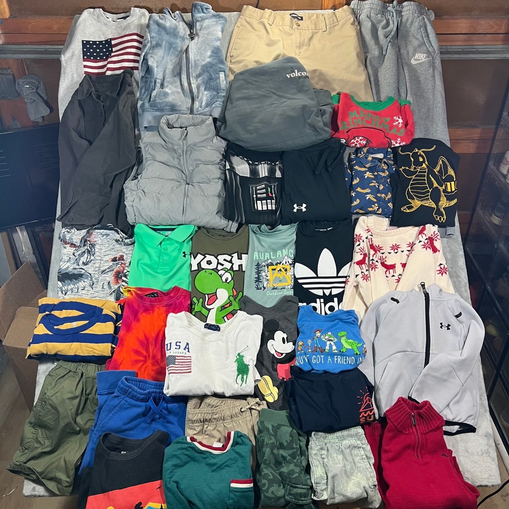 Boys Toddler Teen Clothing Bundle Lot 33pc Multi Size Color Nike Pants Tees READ